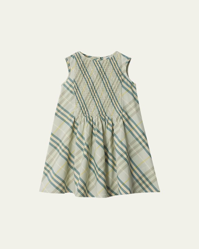 Girl's Yvette Smocked Check-Print Dress, Size 3-14